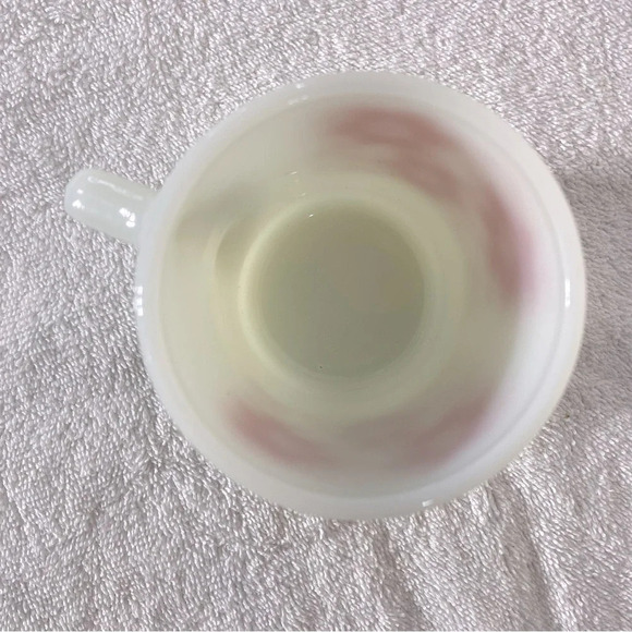 Vintage Anchor Hocking Fire King Red Flower Milk  Glass Stacking Mug - Picture 8 of 11